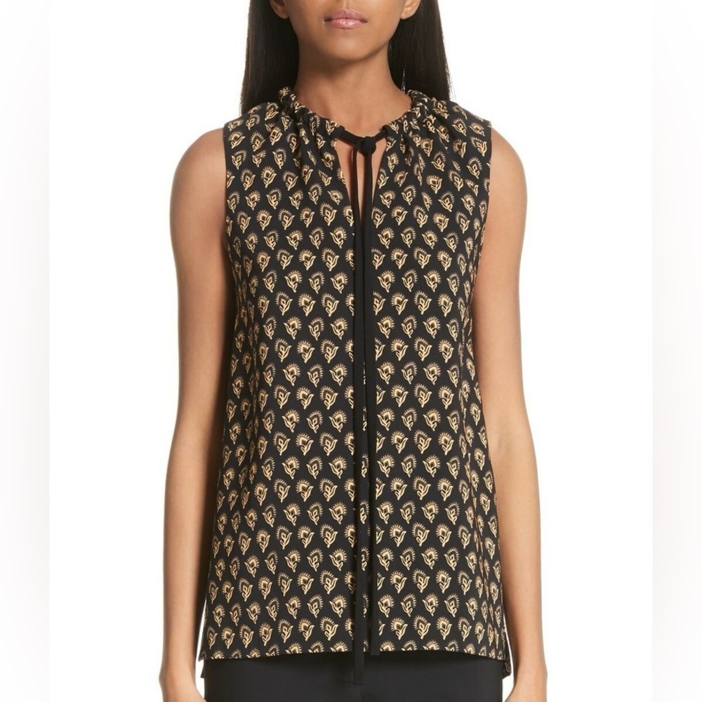 Proenza Shouler Black and Yellow Gold Sleeveless Blouse Tank Top Size 2